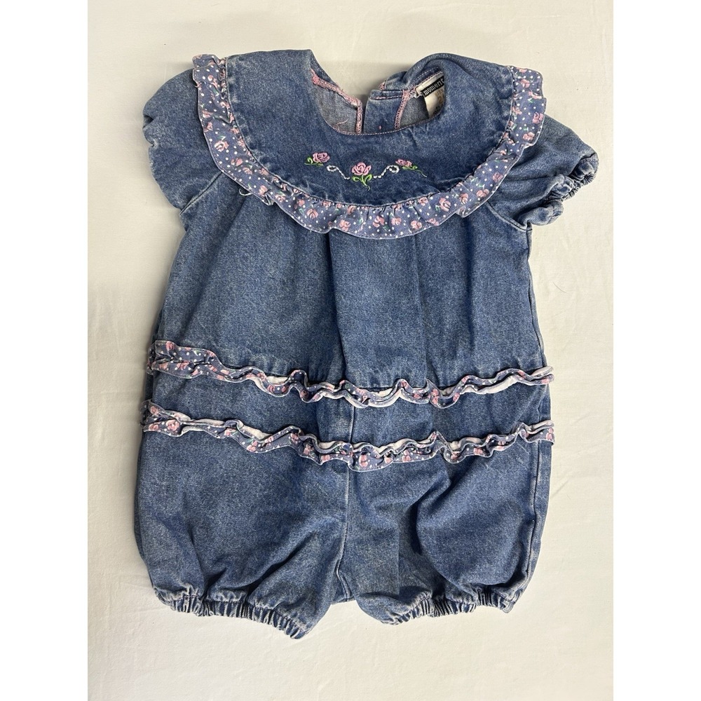 Vintage 90s Denim Momento Bubble Romper Size 2T